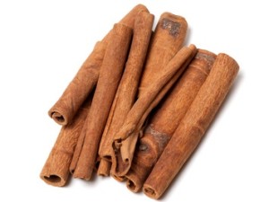 Cinnamon sticks on white